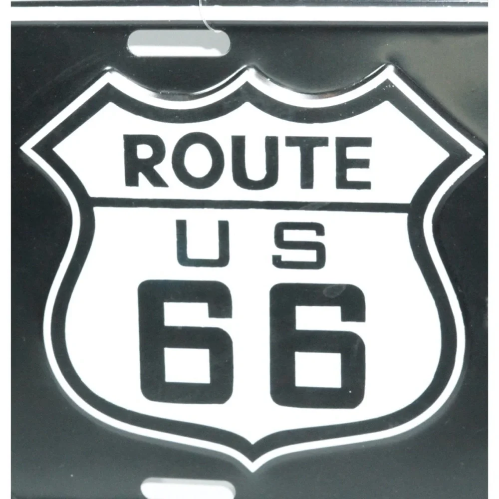 Route 66 Black Metal License Plate Wall Art
